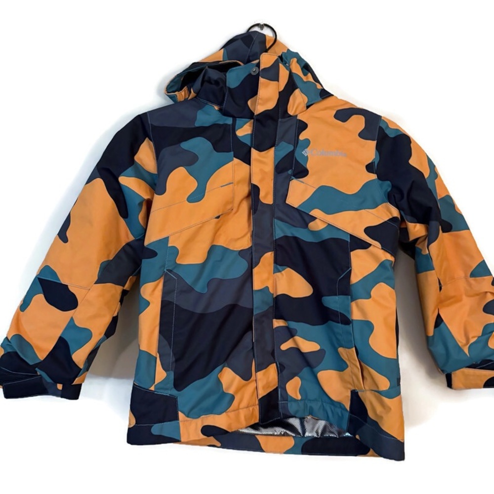 Columbia Kids Puffer Jacket - Orange and Blue Camo